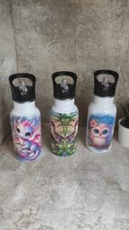 🧃 Personalisierte Trinkflasche 400 ml – mit Strohhalm-Aufsatz Eule