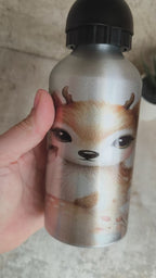 🥤 Personalisierte Edelstahl-Trinkflasche 500 ml – mit Sportverschluss- Aquarell Reh