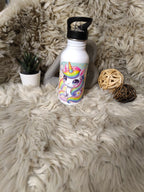 🧃 Personalisierte Trinkflasche 400 ml – mit Strohhalm-Aufsatz -Einhorn
