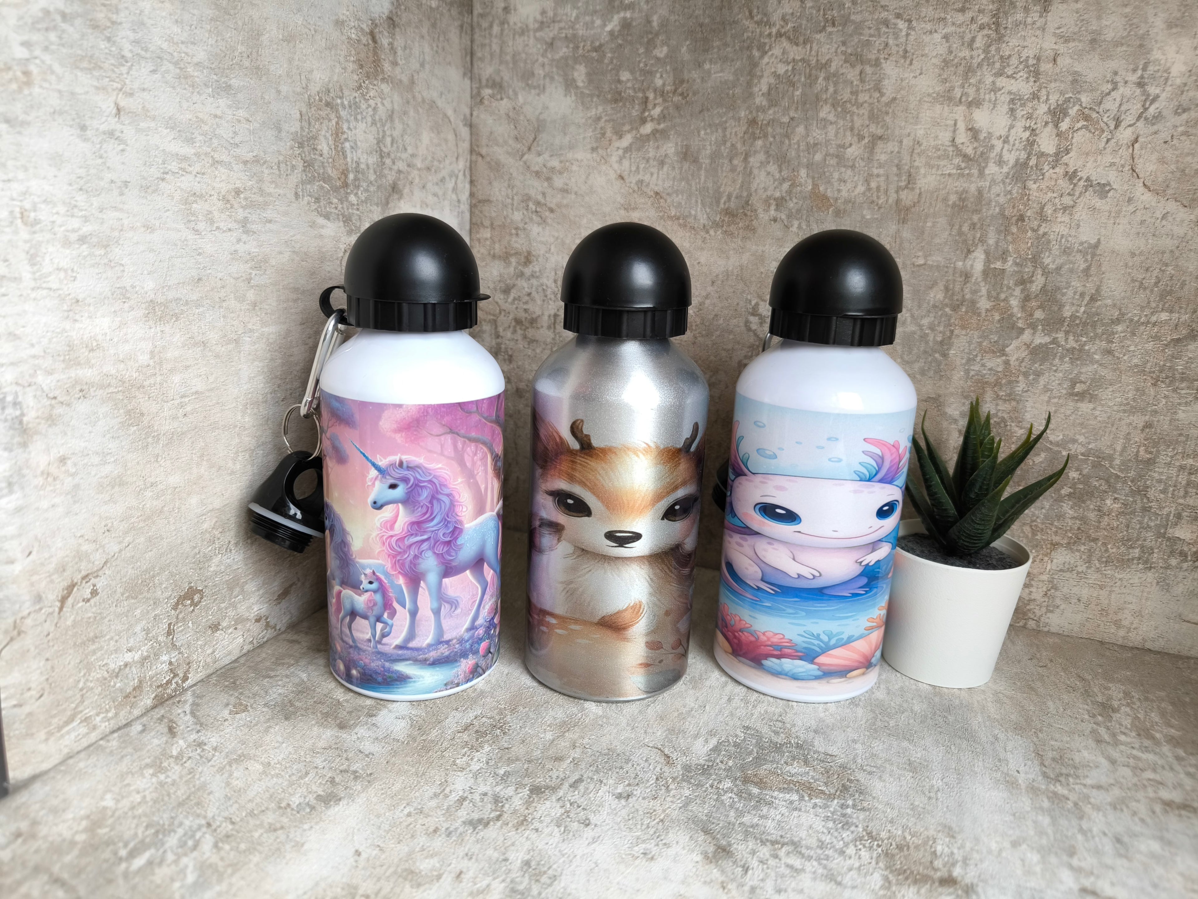 🥤 Personalisierte Edelstahl-Trinkflasche 500 ml – mit Sportverschluss Axolotl