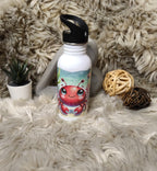 🧃 Personalisierte Trinkflasche 400 ml – mit Strohhalm-Aufsatz Kumpelkrabbe