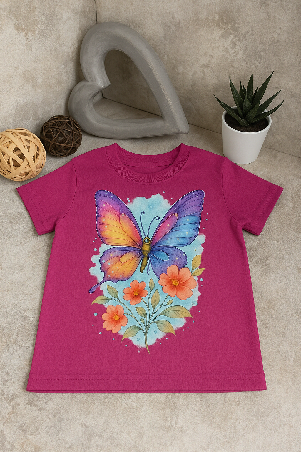 🎨 Farbenfrohes Kinder T-Shirt Schmetterling – 100% Baumwolle, nachhaltig & bequem