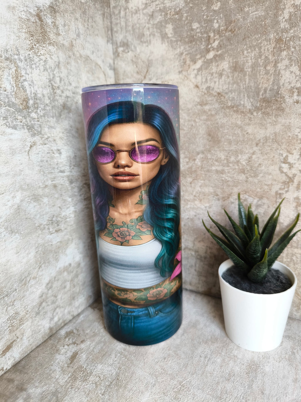 Thermobecher mit Strohhalm Fuck Everything – personalisierbar, sublimationsfähig, lebensmittelecht