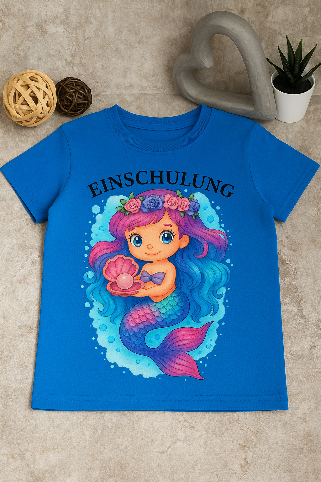 🎨 Farbenfrohes Einschulungs T-Shirt Meerjungfrau – 100% Baumwolle, nachhaltig &bequem